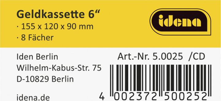 Produktbild Idena Geldkassette 6" 155x120x90mm, schwarz