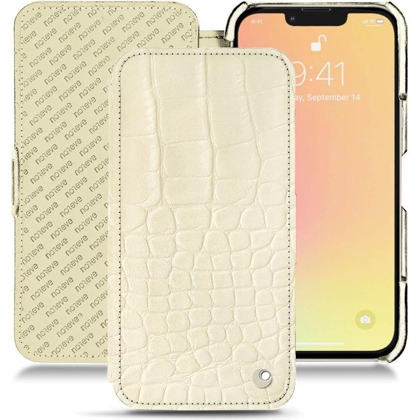 Noreve Lederschutzhülle horizontal (Apple iPhone 13), Smartphone Hülle, Weiss