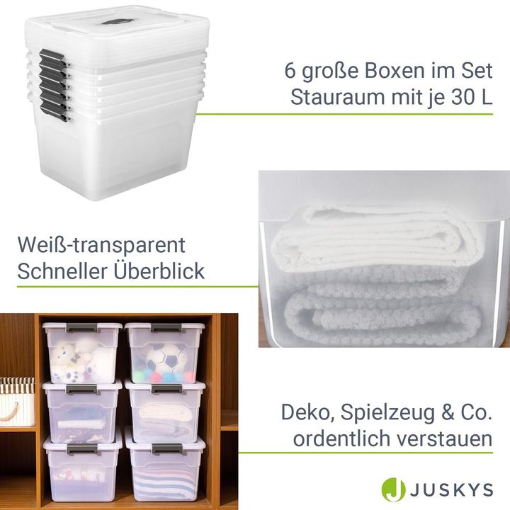 Immagine prodotto Juskys Set di scatole portaoggetti con coperchio (33 x 45 x 26 cm, 30 l)