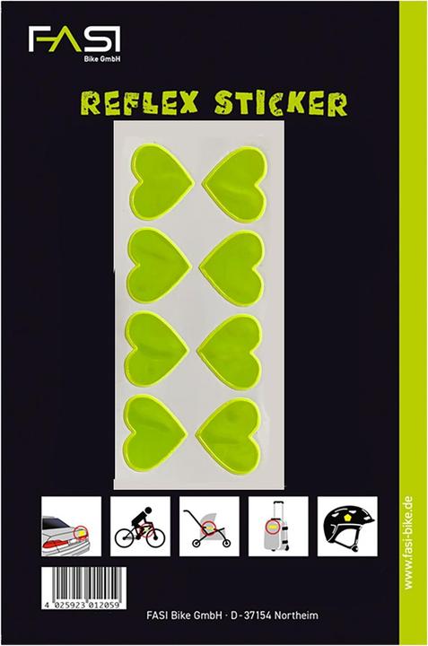 Fasi reflective hearts self-adhesive yellow (8 Sticker)