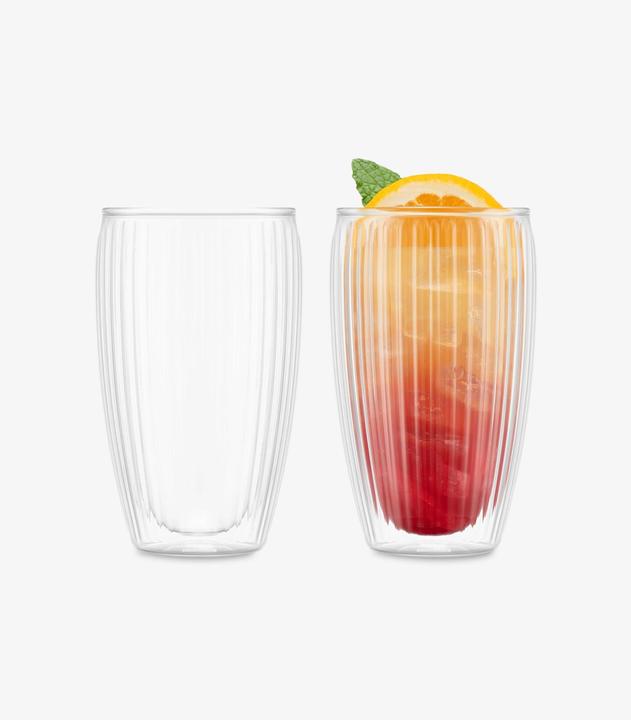 Image du produit Bodum Verre à boire Pavina double paroi cannelé 2 pièces 0.45 l (450 ml, 2 x)