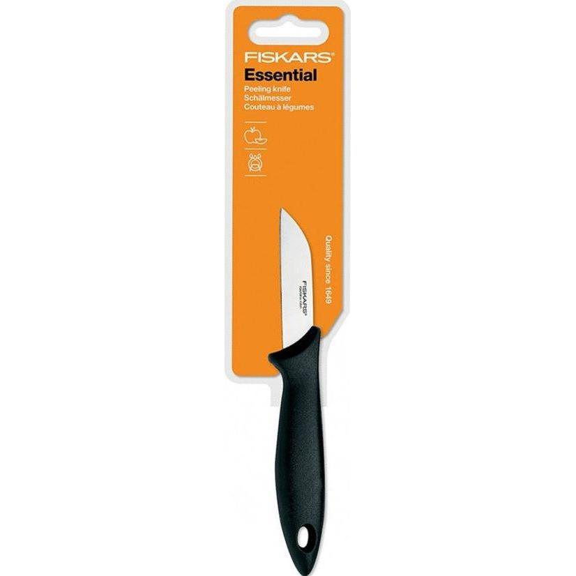 Fiskars 1023780 Schälmesser mit rostfreier Stahlklinge, 7cm, schwarz, Küchenmesser, Schwarz