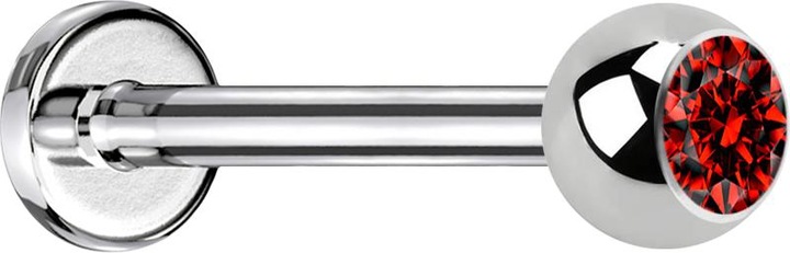 Actual product image Star Piercing Micro Labret silver with ball crystal red (without brass, Surgical steel 316L)