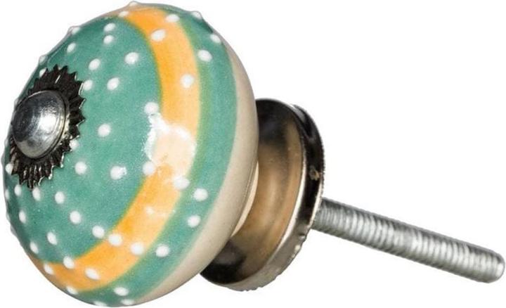 Tranquillo Poignée de meuble faite main, Ø 4 cm, turquoise/argenté