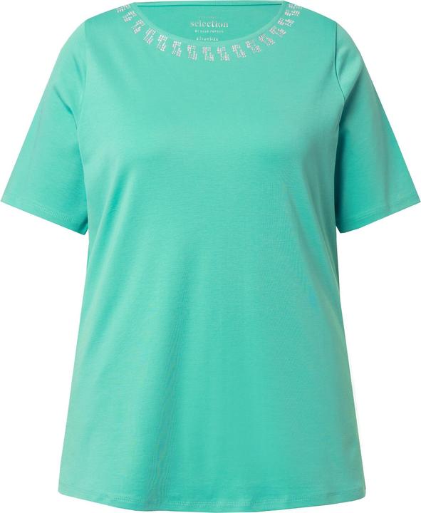 Immagine prodotto Ulla Popken T-shirt dal taglio svasato con applicazioni, scollo a girocollo e mezze maniche (42, 44)
