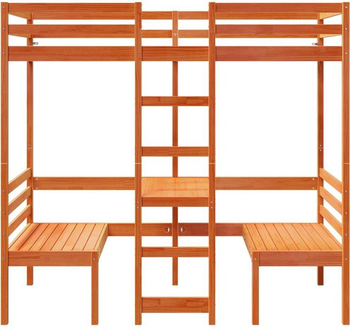 Produktbild vidaXL Hochbett mit Schreibtisch & Stühlen (90 x 200 cm)