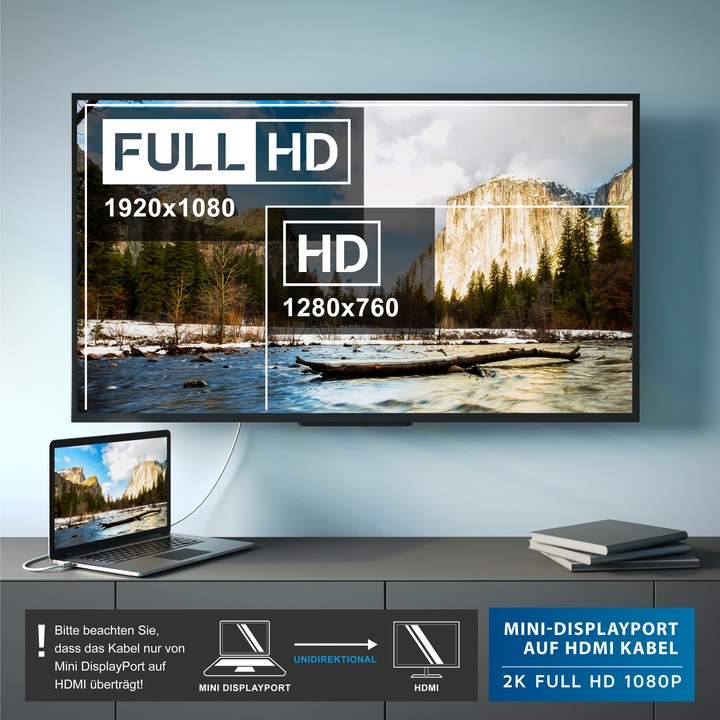 Immagine prodotto CSL Cavo da Mini Displayport a HDMI 4k | Porte Thunderbolt 1 e Thunderbolt 2 | 4K Ultra HD 2160p (3 m, DisplayPort, HDMI)