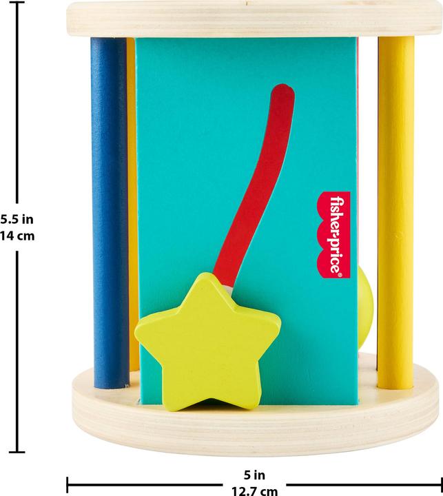 Actual product image Fisher-Price Wooden Crawl After Roller Baby Activity Toy for Sensory & Motor Skills Development