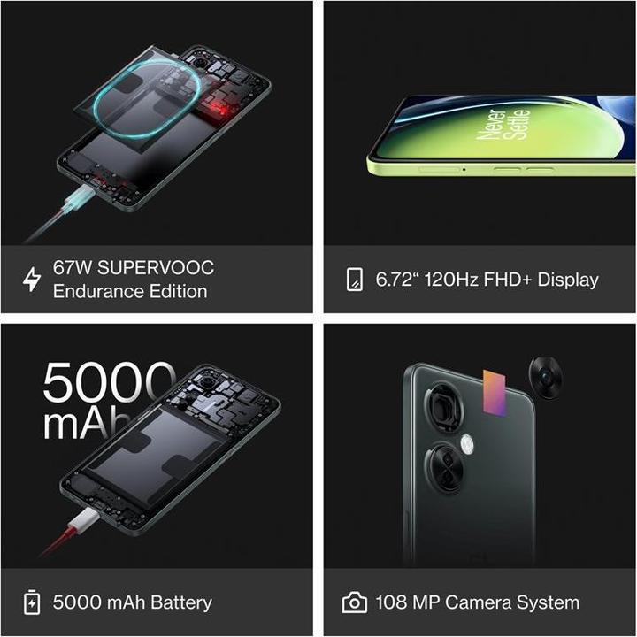 Produktbild OnePlus Nord CE 3 Lite (128 GB, Pastel Lime, 6.70", Hybrid Dual SIM, 5G)