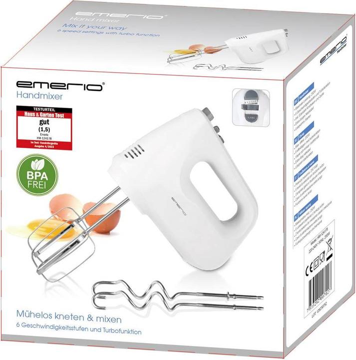Image du produit Emerio Mixeur à main avec crochet pétrisseur, fonction slow start, turbo (250 W)
