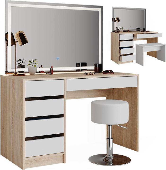 Image du produit Vicco Sherry avec miroir LED et tabouret (55 x 75 x 120 cm)