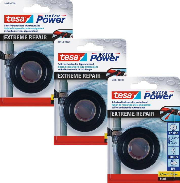 Produktbild tesa 3x EXTRA POWER Extreme Repair Reparaturband, Dreierpack (19 mm)
