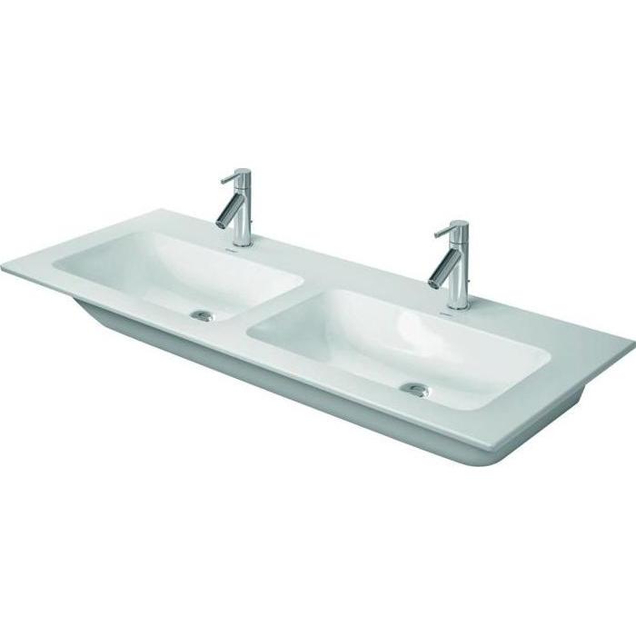 Duravit, Waschbecken, Doppelwaschtisch ME by Starck m ÜL m HLB 1300x490mm o Hahnloch weiss WG (490 mm, 1300 mm)