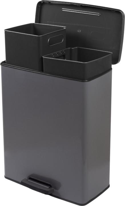 Image du produit Curver Deco Bin Duo Prullenbak - 26L+26L - Afvalscheiding - Rechthoekig - lichtgrijs (52 l)