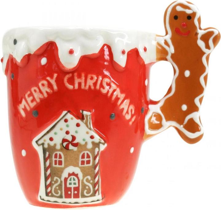 Produktbild Viana Weihnachtstasse mit Lebkuchenmann Henkel ideal für Glühwein und heisse Getränke (1 x)