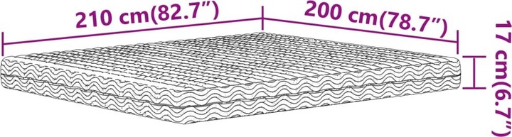 Produktbild VidaXL Schaumstoffmatratze 200 x 210 cm Härtegrad H2 H3 (200 x 210 cm, Schaumstoffkern)