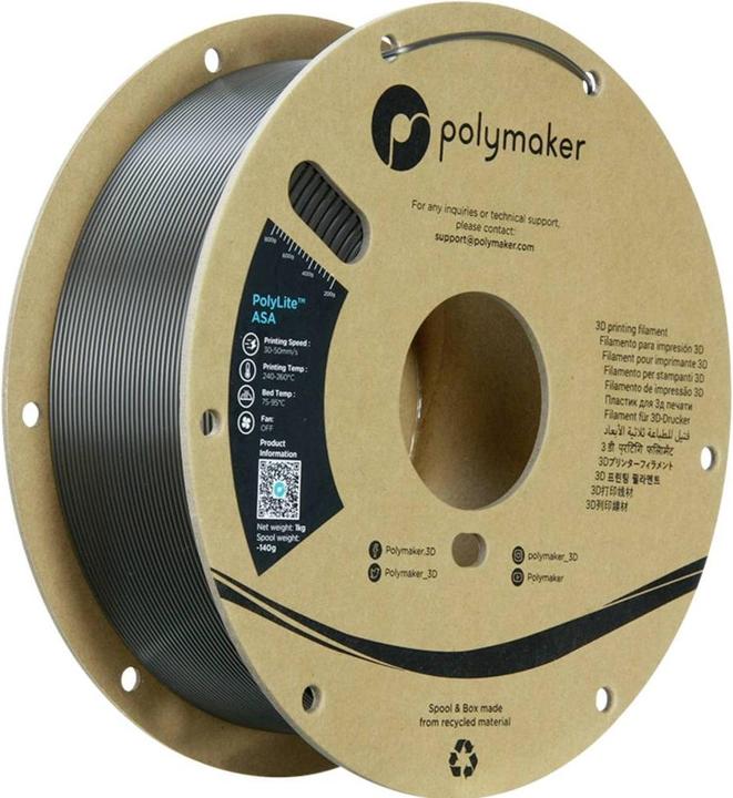Image du produit Polymaker ASA 1,75mm DARK Gray GREEN 1kg (ASA, 1.75 mm, 1000 g)