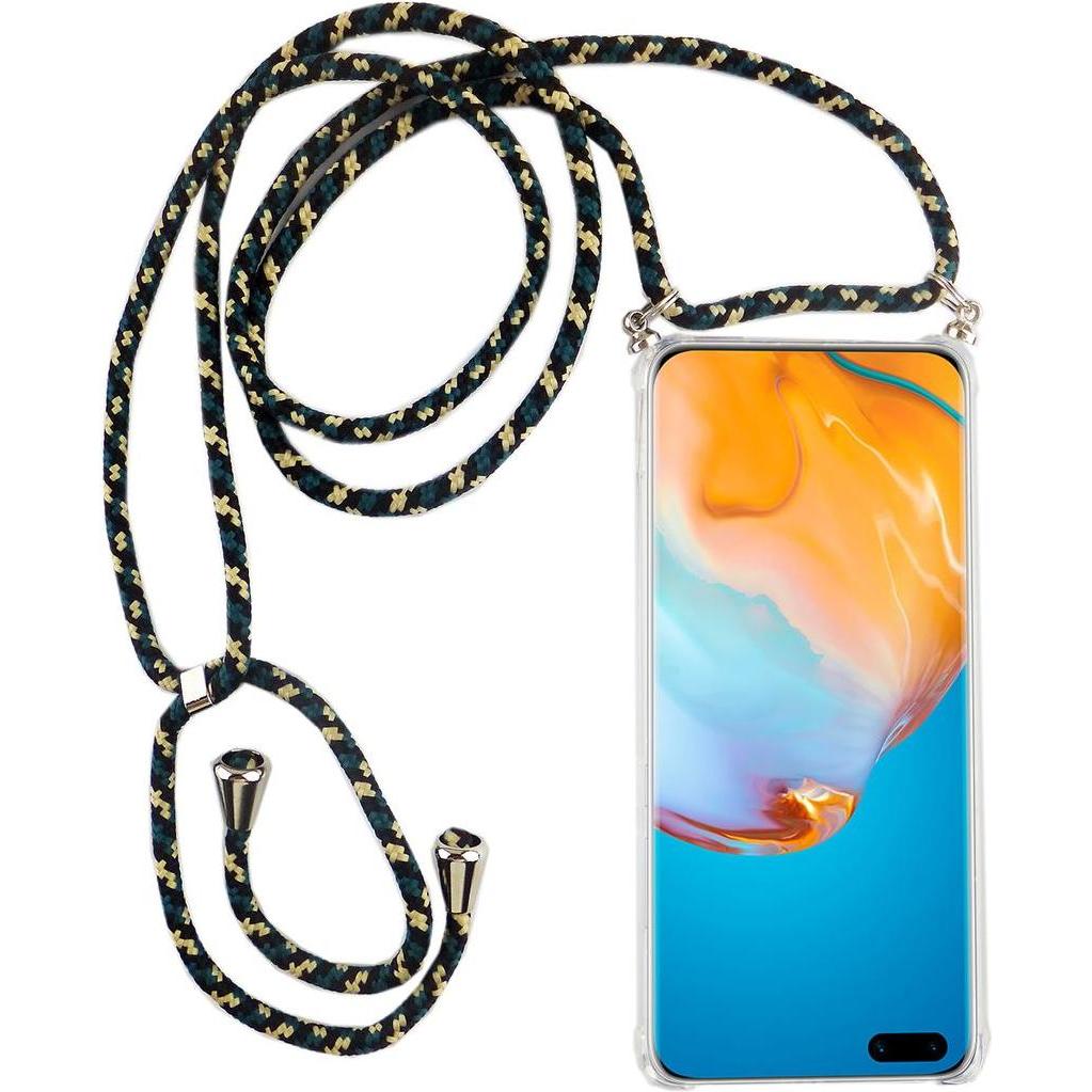 König Design Huawei P40 Handykette Hülle mit Band Case zum umhängen mit Kordel Camouflage, Handykette, Transparent