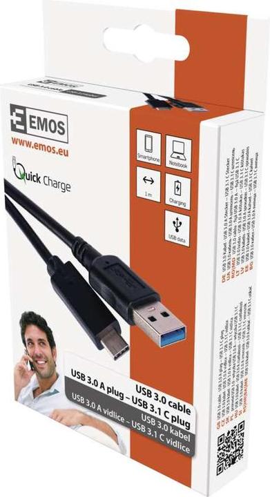 Produktbild Emos USB A — USB C (1 m, USB 3.1, 18 W)