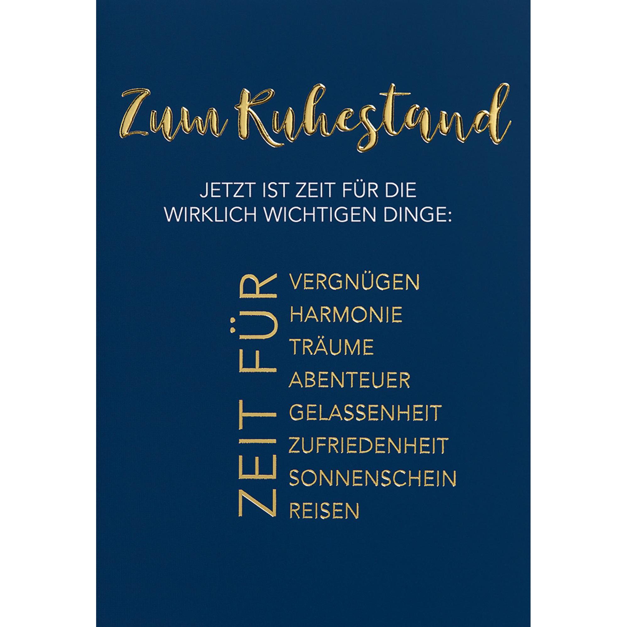 Perleberg Faltkarte Lifestyle Ruhestandskarte 240g/m² mehrfarbig Ruhestand Jetzt ist Zeit für die wirklich... (1 Stk.) (330007800)