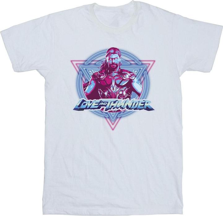 Actual product image Mens Thor Love And Thunder Neon Badge T-Shirt (M)