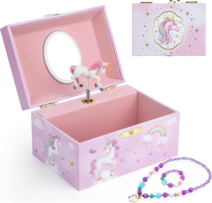 Only-Bags.Store Musik-Schmuckkästchen mit Halskette, Armband, Musik-Schmuck Aufbewahrungsbox