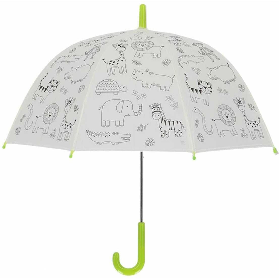Esschert Design, Unisex, Regenschirm, Ausmal-Regenschirm "Dschungel, Grün