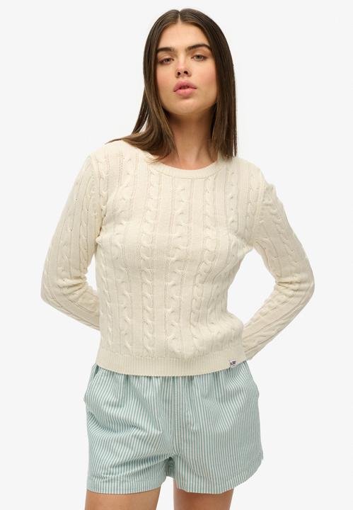 Produktbild Superdry Feinstrickpullover mit Zopfdesign, Rundhalsausschnitt, Damen (XS)