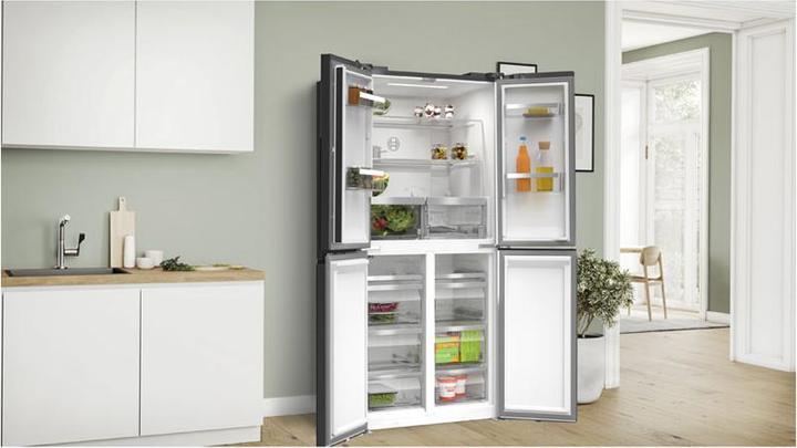 Actual product image Bosch Hausgeräte Series 4, multi-door fridge-freezer, glass front, 189.5 x 85.5 cm, black, KMC85LBEA (547 l)