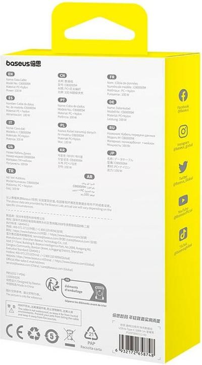 Actual product image Baseus USB A – USB C (1 m, USB 2.0, 100 W)