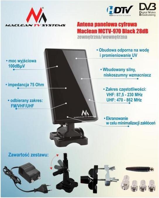 Immagine prodotto Maclean MCTV-970 MCTV-970 Area interna (DVB-T / -T2)