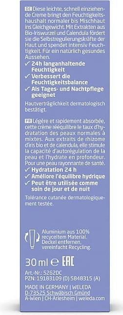 Nutritional values and ingredients Weleda Iris (30 ml, 24h cream)