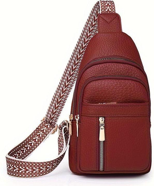 Immagine prodotto Only-Bags.Store Borsa da petto vintage con tasche multiple e chiusura a zip, borsa a tracolla casual sportiva
