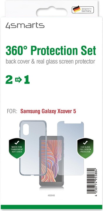 Actual product image 4smarts 360° Protection Set Galaxy Xcover 5 transparent (5 Piece, Samsung Galaxy Xcover 5)
