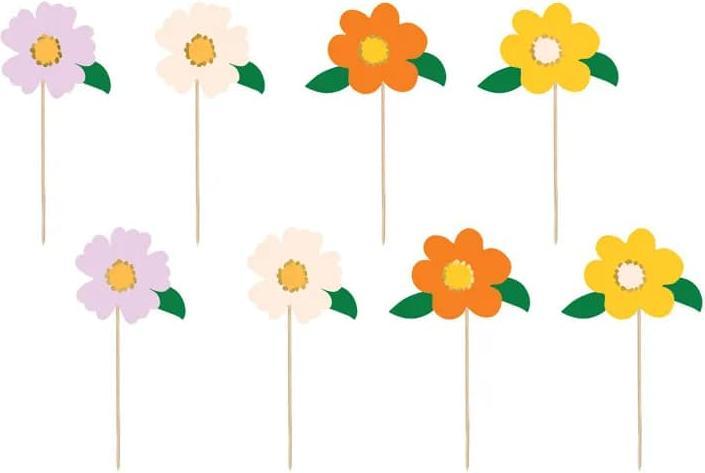 Actual product image Partydeco Cake toppers Flowers, mix, 13 cm (1 pkt / 8 pc.) (8 Piece)