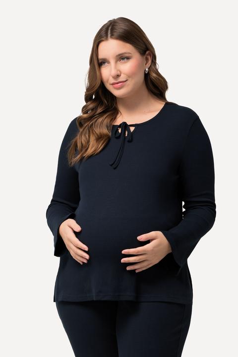 Immagine prodotto Ulla Popken Bellieva Longshirt, Rippjersey, Ausschnitt mit Bindeband, Stilfunktion, Langarm (50, 52)