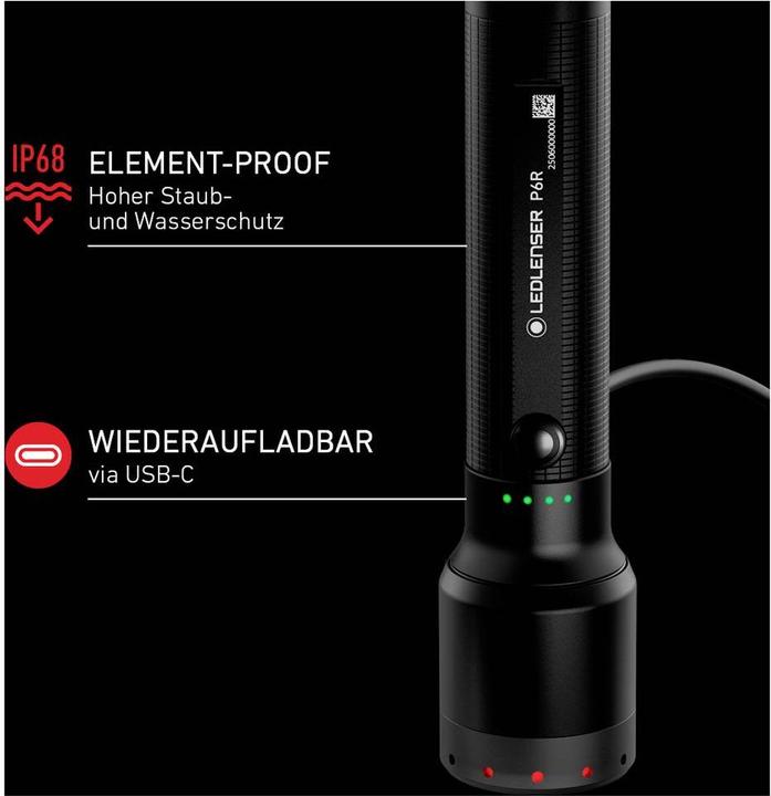 Actual product image Ledlenser Akku-Taschenlampe P6R 25-650/1300Lumen (15 cm, 1200 lm)