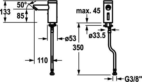 Produktbild KWC IQUA-LINO Waschtischsteuerung Basic, A110, Batteriebetrieb, ohne Mischung, chromeline