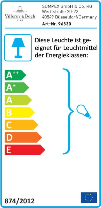 Energie-Label Villeroy & Boch Pendelleuchte Athen 1x E27 Silber (E27)