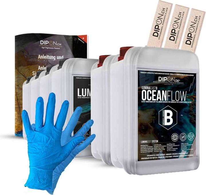 Dipon Epoxidharz LuminaCast 9 Ocean Flow, Vergusshöhe von 30 mm bis 100 mm, 15 kg