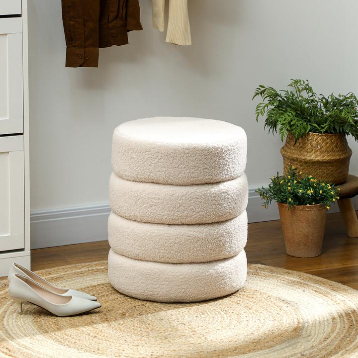 Produktbild Homcom Fusshocker Polyester, Schaumstoff Beige