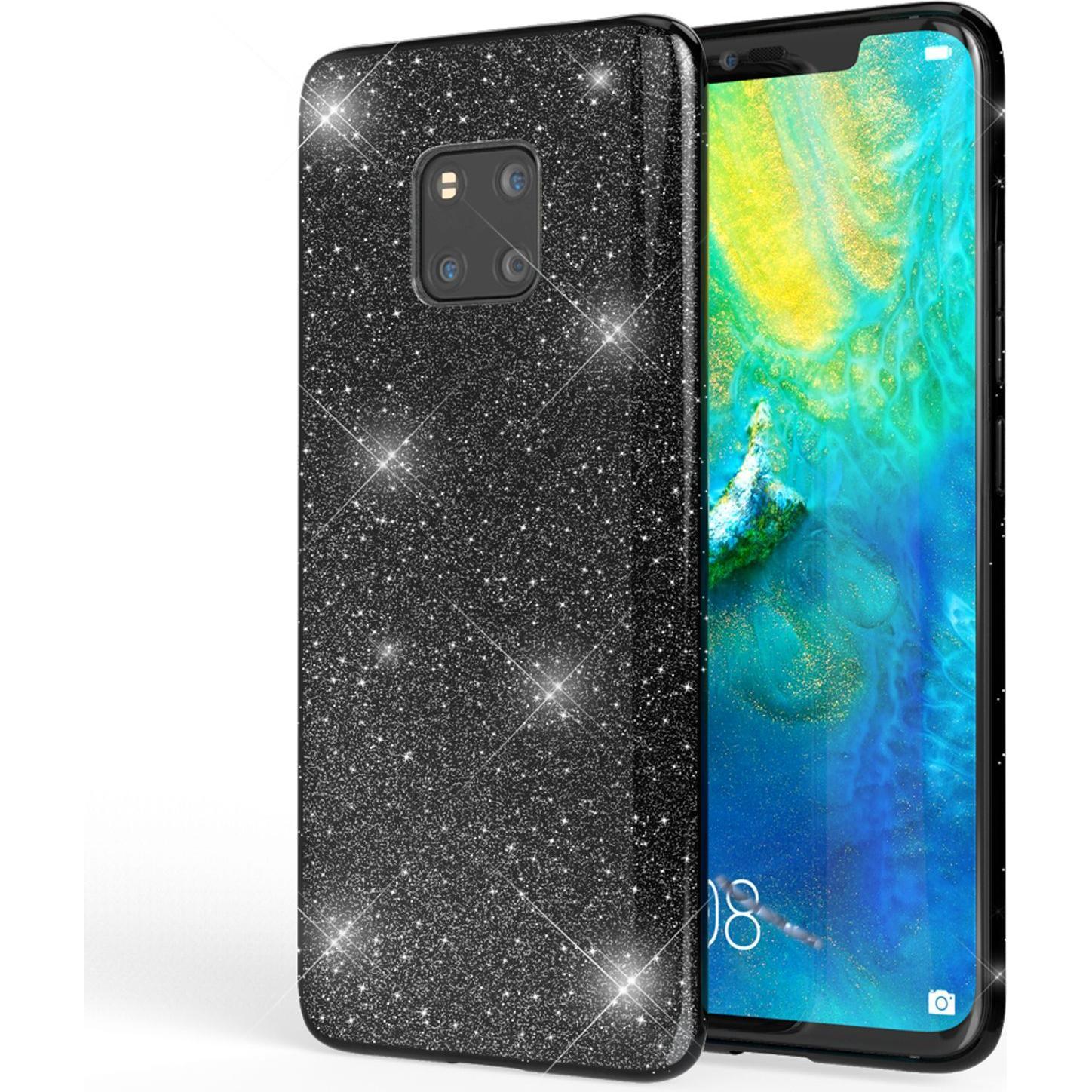 Nalia Glitter Handyhülle (Huawei Mate 20 Pro), Smartphone Hülle, Schwarz