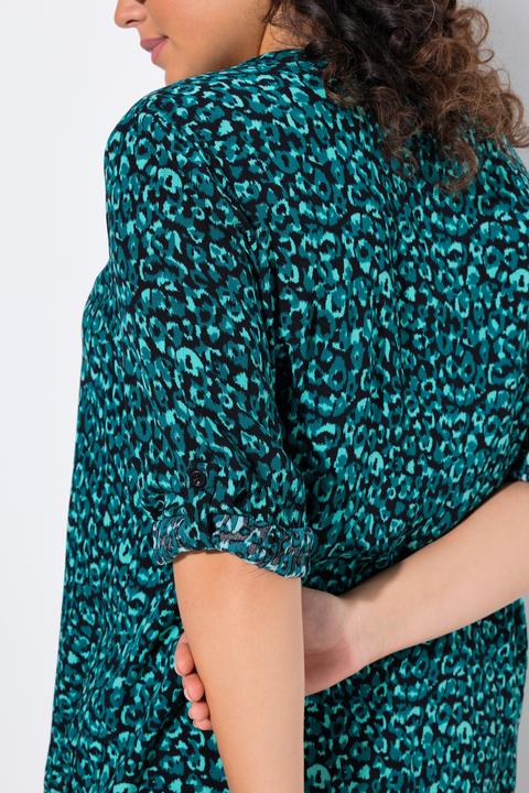 Produktbild Ulla Popken Damen grosse Grössen Tunika, bedruckt, Rundhals, Knöpfe, 3/4-Arm marine 46+ 842837130-46+ (46, 48)