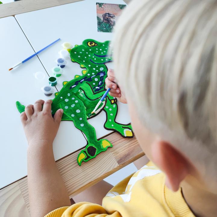 Image du produit Activity Board DIY Dinosaur painting set of wood with painting and pins, wood bricolage for children, painting