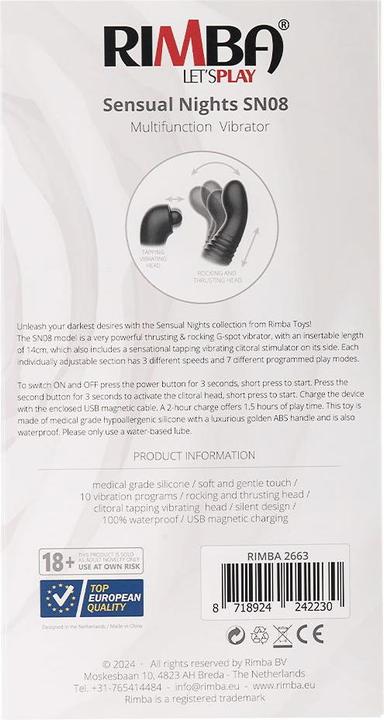 Produktbild Rimba Toys! SN08 - Multifunction Vibrator - Schwarz