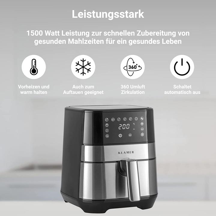 Produktbild KLAMER Heissluftfritteuse 5.5L 1500W Airfryer