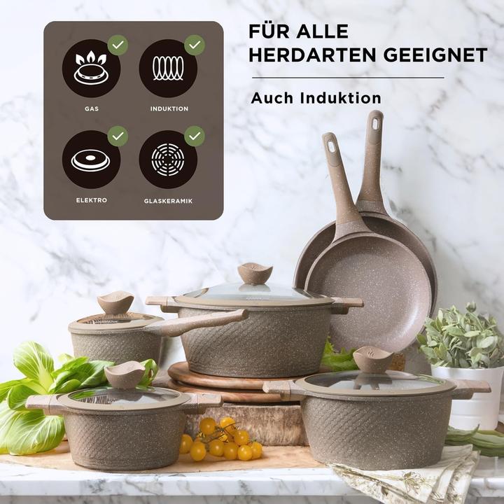 Immagine prodotto Kasanova Set pentole antiaderente senza grassi, per tutte le piastre, 12 pezzi (Set di pentole e padelle da cucina, Alluminio)