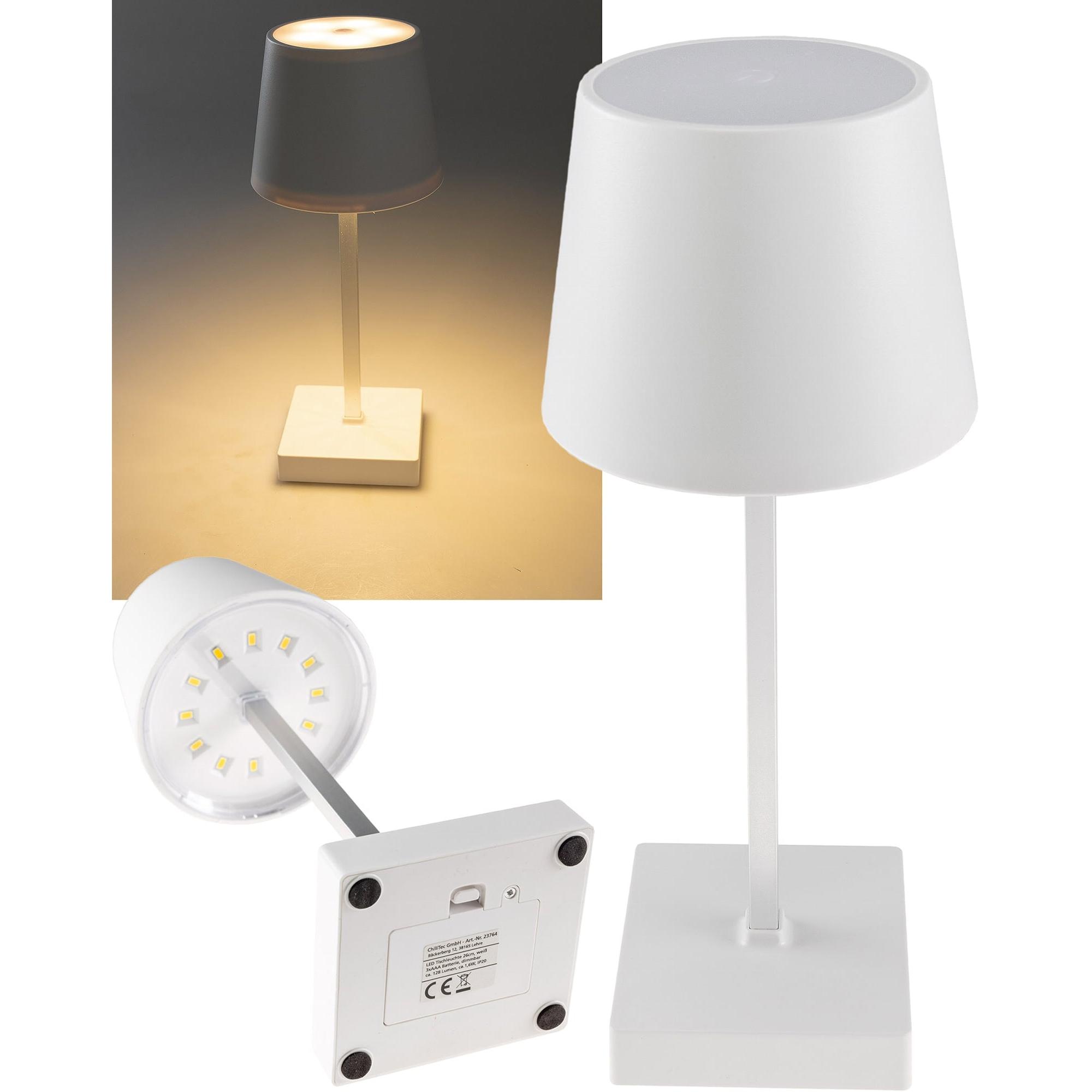 Thumbnail - Chilitec, Tischlampe, LED Tischleuchte, dimmbar, batteriebetrieben, weiss
