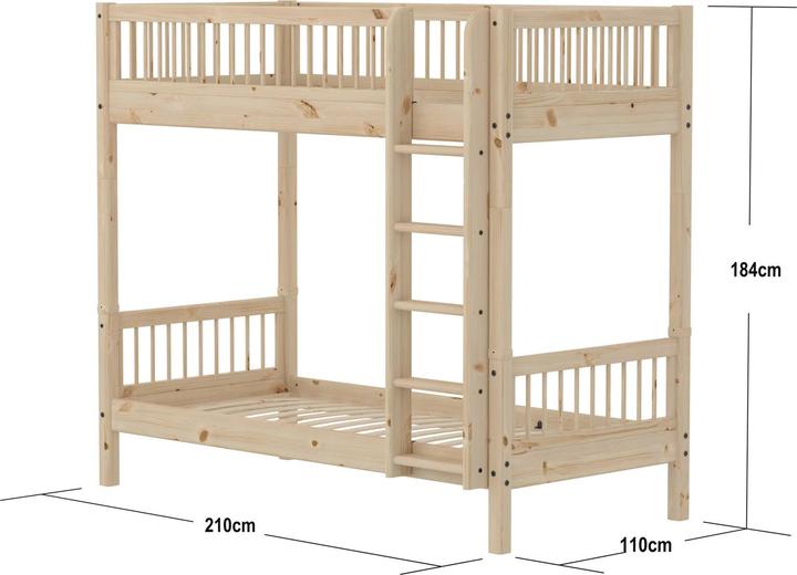 Produktbild Flexa Etagenbett Classic mit Streben Hoch (90 x 200 cm)