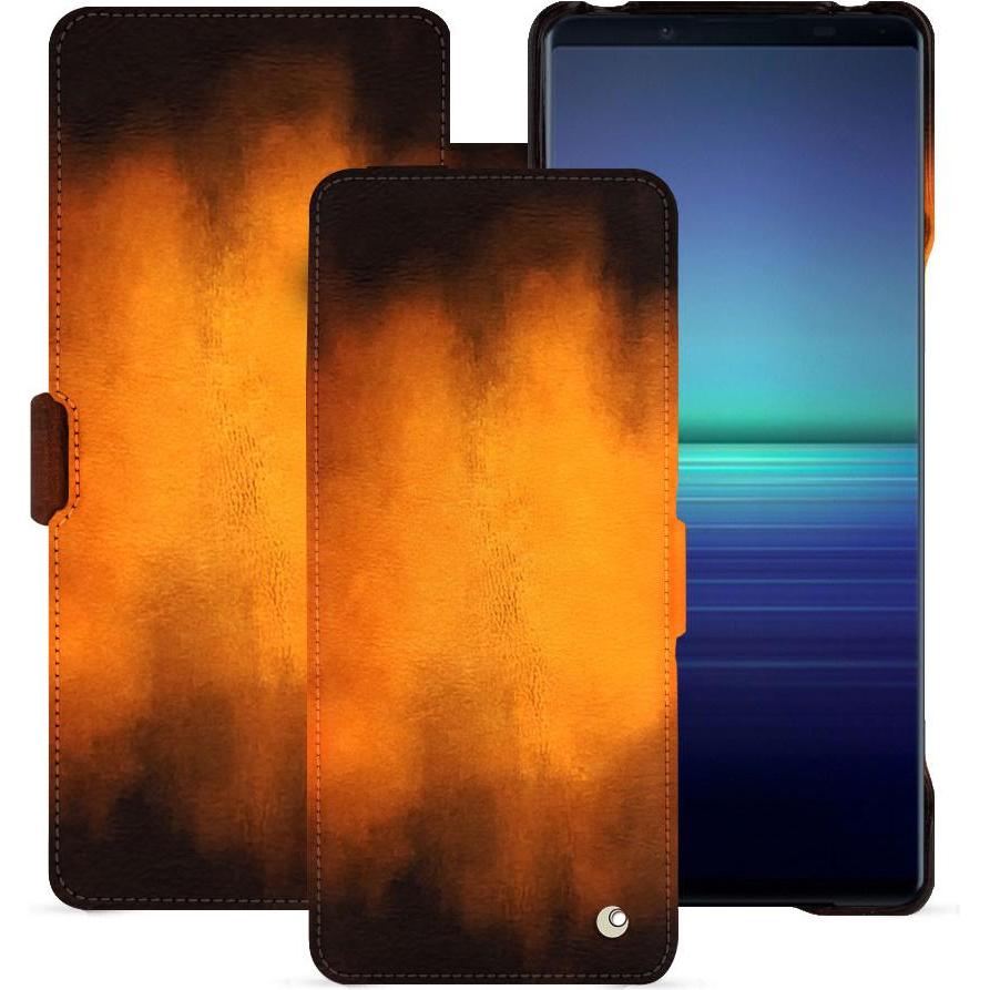 Noreve Lederschutzhülle horizontal (Sony Xperia 1 V), Smartphone Hülle, Violett